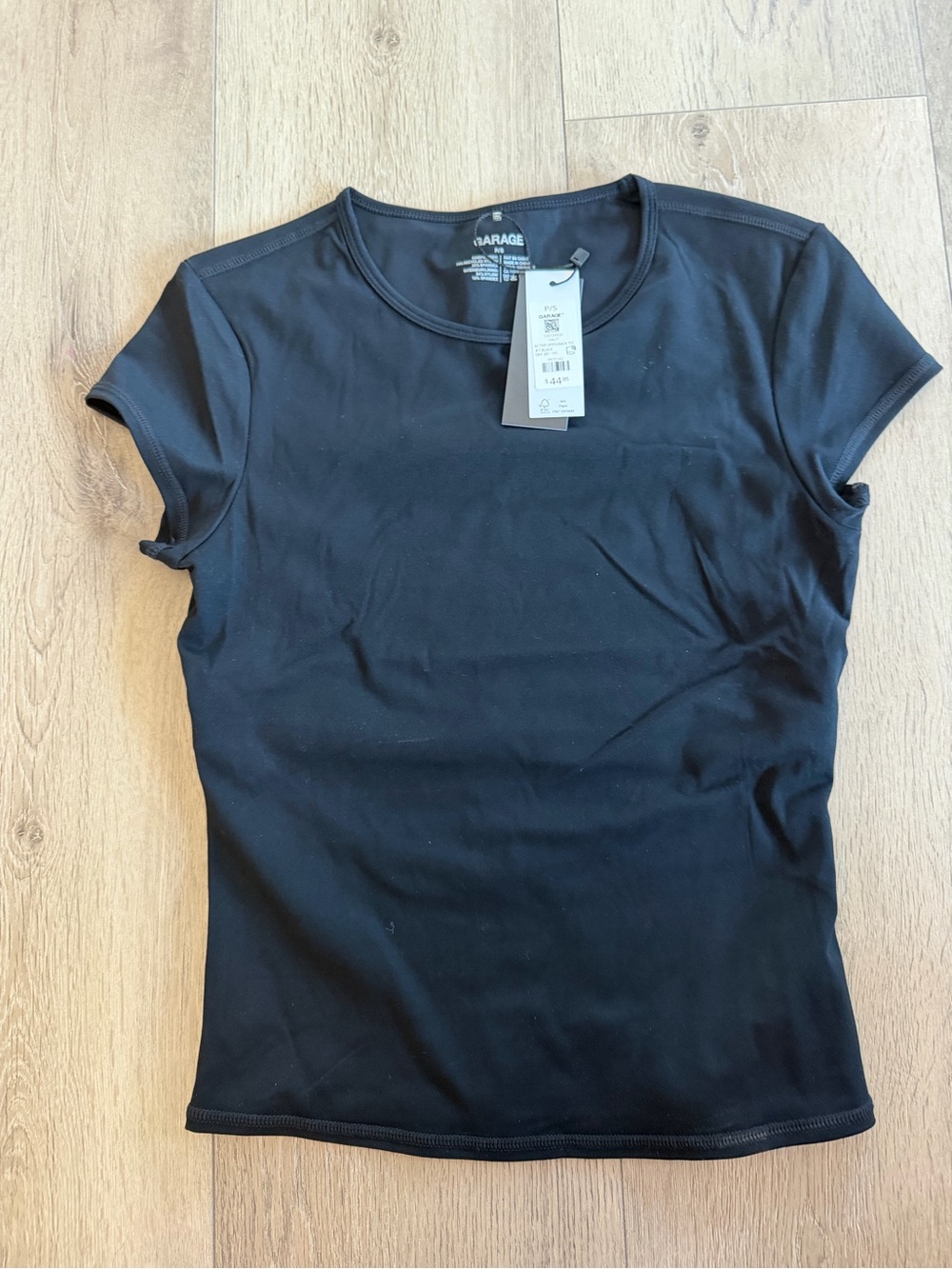 Garage Women's Black Crewneck Short Sleeve Top open back